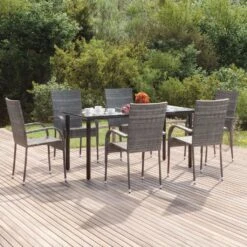 Juego De Comedor De Jardín 7 Piezas Ratán Sintético Gris VidaXL -Jardin Decoración Shop c4958268c79b10b333e617919a0f8081aa00d4f0 f996e308f06c459193f566d55a662844