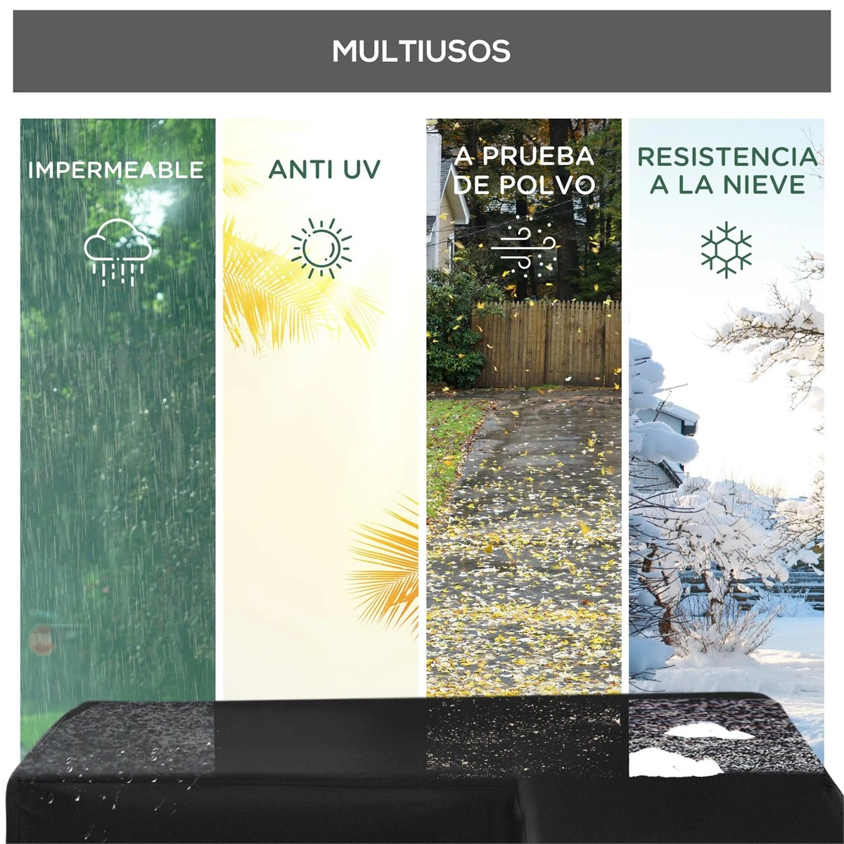 Outsunny Funda Protectora Para Muebles De Jardín En Forma De L Cubierta Para Sofás Exterior Con Hebillas De Tracción Tela Oxford 600D Impermeable 260x192x82 Cm Negro 6 Outsunny Funda Protectora Para Muebles De Jardín En Forma De L Cubierta Para Sofás Exterior Con Hebillas De Tracción Tela Oxford 600D Impermeable 260x192x82 Cm Negro - Imagen 6