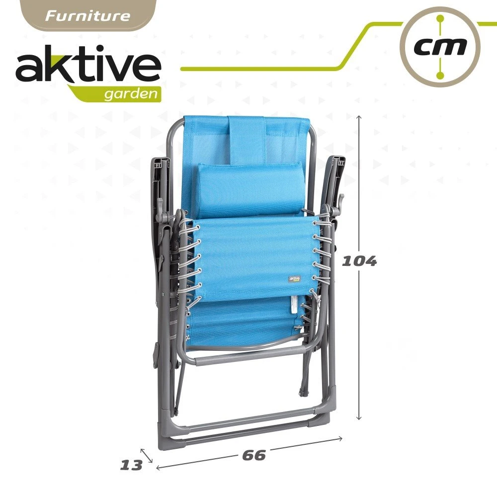 Silla Tumbona Plegable Jardín Gravedad Cero Azul C/cojín Aktive 8 Silla Tumbona Plegable Jardín Gravedad Cero Azul C/cojín Aktive - Imagen 8