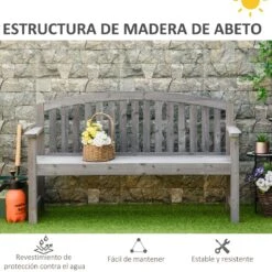 Outsunny Banco De Jardín De 2 Plazas Banco Listones De Madera Con Respaldo Y Reposabrazos Para Terraza Balcón Patio Exterior Carga 320 Kg 140x50x85 Cm Gris -Jardin Decoración Shop c72efed1b9066b54ead8caae2fb50d188468988c b6836c9375854612a6e0a298324296b5