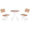 Outsunny Conjunto De Muebles De Terraza Plegable De Madera Juego De Mesa Y 2 Sillas Para Jardín Balcón Exterior Natural Y Blanco