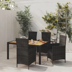 Juego De Comedor Jardín 5 Pzas Y Cojines Ratán Sintético Negro VidaXL -Jardin Decoración Shop ca4173abe45a76945ee1b6187614575c0bf997dd 176f0eb2e99e45f2ba0fb9ae30963891