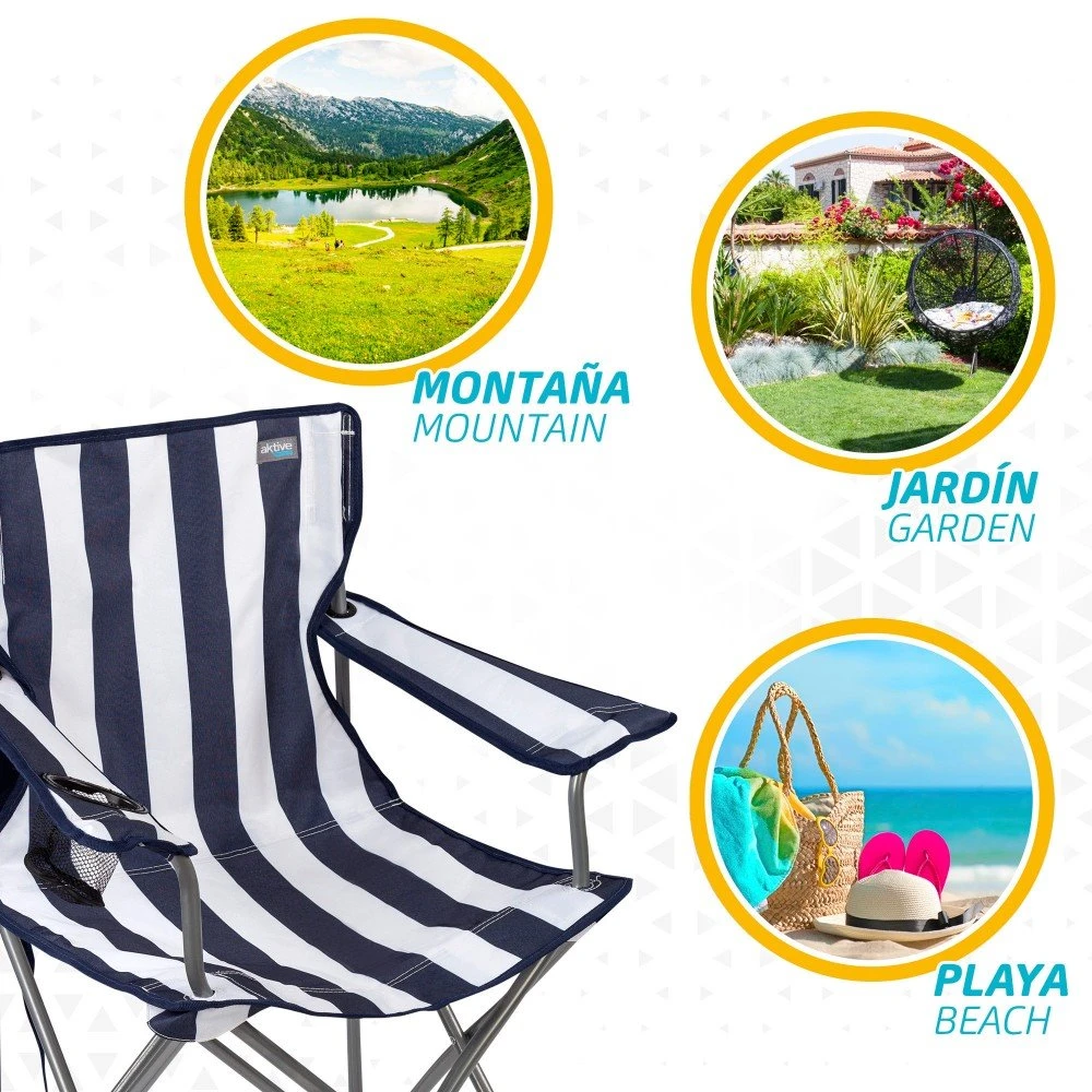 Silla Plegable Camping Con Posavasos Aktive 5 Silla Plegable Camping Con Posavasos Aktive - Imagen 5