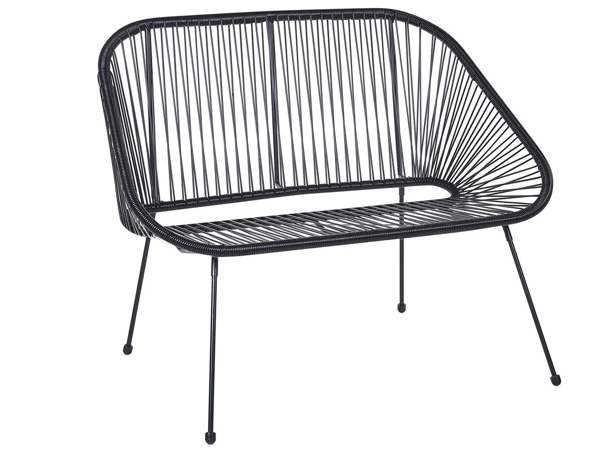 Banco De Jardín 2 Plazas De Ratán Negro ACAPULCO 5 Banco De Jardín 2 Plazas De Ratán Negro ACAPULCO - Imagen 5