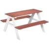Outsunny Juego De Mesa Y 2 Bancos Infantiles De Madera Mesa De Picnic Para Niños De 3-8 Años Para Jardín Patio Terraza 89x79x50 Cm Marrón