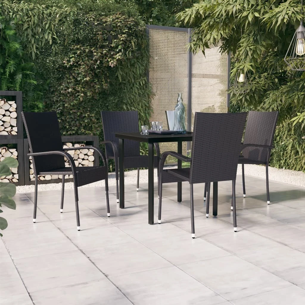 Juego De Comedor De Exterior De 5 Piezas Negro VidaXL 3 Juego De Comedor De Exterior De 5 Piezas Negro VidaXL - Imagen 3