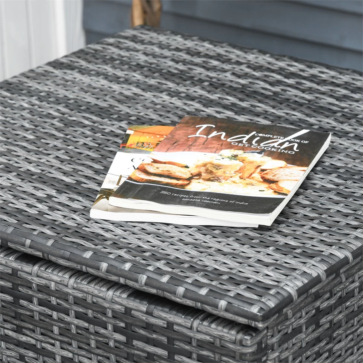 Outsunny Conjunto De 4 Muebles De Jardín De Ratán Con 2 Sofás Dobles Mesa Central Mesa Con Arcón Cojines Extraíbles Para Terraza Exterior 132x69x64 Cm Gris 5 Outsunny Conjunto De 4 Muebles De Jardín De Ratán Con 2 Sofás Dobles Mesa Central Mesa Con Arcón Cojines Extraíbles Para Terraza Exterior 132x69x64 Cm Gris - Imagen 5