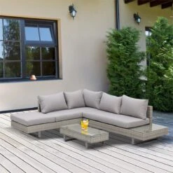 Outsunny Conjunto De Muebles Ratán De 3 Piezas Mesa De Centro Sofá Doble Y Sofá De 3 Plazas Con Cojines Extraíbles Para Jardín Terraza Patio Acero Gris -Jardin Decoración Shop d44886d62792821b3610e19c006e7bf508933f51 9626498ca7c247a08c02aa07e0167a70
