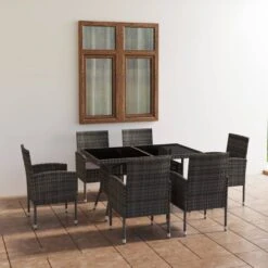 Set Comedor Jardín 7 Pzas Ratán Sintético Gris Antracita Y Gris VidaXL