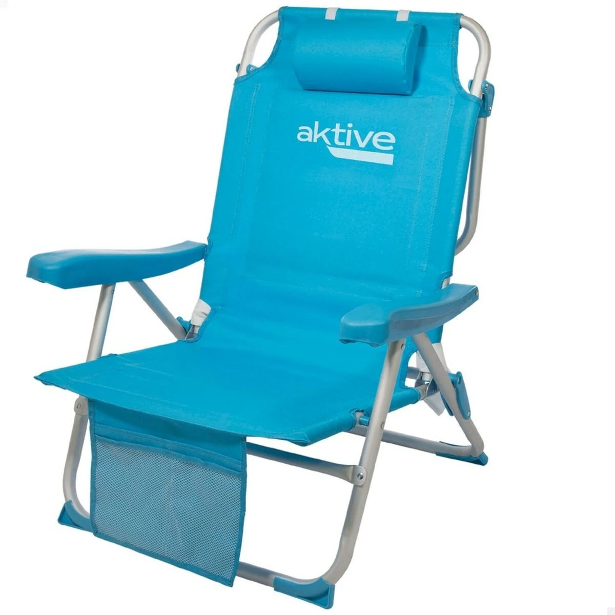 Silla Plegable Con Reposacabezas Aktive 49 X 80 X 58 Cm Azul (2 Unidades) 2 Silla Plegable Con Reposacabezas Aktive 49 X 80 X 58 Cm Azul (2 Unidades) - Imagen 2
