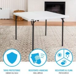 Mesa Cuadrada Plegable Blanco 94x94x74 Cm LIFETIME -Jardin Decoración Shop d73e0692cb2ee676e0b3557681bdfa122959a41a da225757ca9e48f89490ea9363dba445