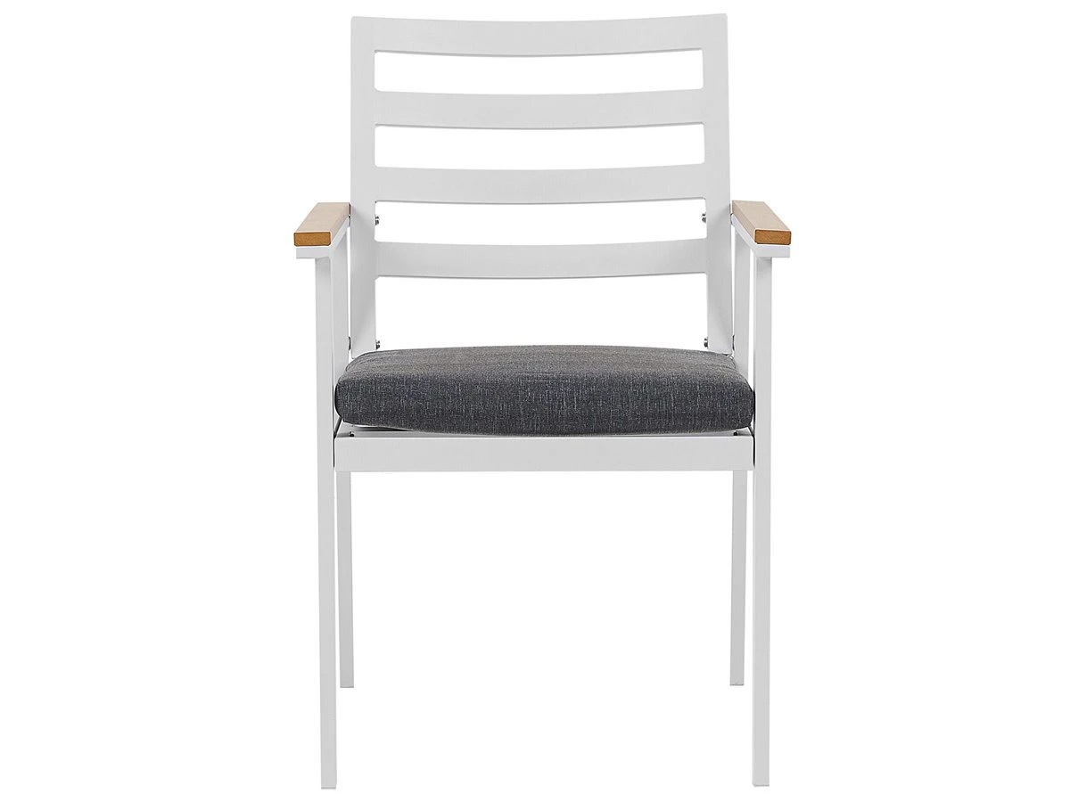 Conjunto De 4 Sillas De Jardín De Metal Blanco/gris Oscuro CAVOLI 4 Conjunto De 4 Sillas De Jardín De Metal Blanco/gris Oscuro CAVOLI - Imagen 4