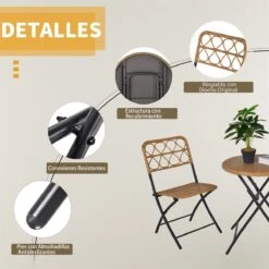 Outsunny Conjunto De Mesa Y 2 Sillas Plegables De Ratán Para Jardín Terraza Exterior Estructura De Acero Φ60x71 Cm Y 46x56x83 Cm Madera Natural -Jardin Decoración Shop d87c4853362d3f60d38aeeb945ac6a541c5e7aa4 1a0fecee68c34b799b1d25f78b93dd84
