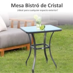 Outsunny Mesa Auxiliar De Cristal Templado Cuadrada Bordes Redondeados Mesita Cafépara Patio Terraza Balcón Negro Y Transparente 68,5x68,5x84 Cm -Jardin Decoración Shop de06e7a65f3b5d9106f4e8c0c3730faba1204d46 789d3a362e85486b9f3afde5d29e5516