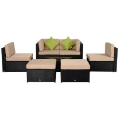 Outsunny Conjunto Muebles De Jardín De Ratán 7 Piezas Mesa Sofás Taburetes Con Cojines Lavables 2xSofá De Esquina 2xSofá 2xTaburete 1xMesa De Centro -Jardin Decoración Shop de6019385dfd0eae9472ed7b01359fbb81301c70 6a2a14d9e33b43488f53572c00560103