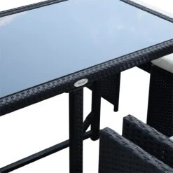 Outsunny Conjunto De Muebles De Jardín Comedor 9 Piezas De Ratán Apilables Con Cojines Para Terraza 1 Mesa 4 Sillas Y 4 Taburetes De Exterior Elegante Negro -Jardin Decoración Shop e17047a4367317edb8e8b77207b04ea867247472 b53de4f27a4745e88a7258b130f02895