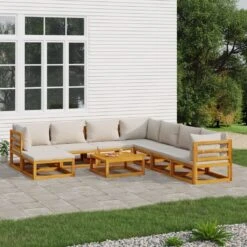 Set Muebles De Jardín 9 Pzas Madera Maciza Y Cojines Gris Claro VidaXL 8 Set Muebles De Jardín 9 Pzas Madera Maciza Y Cojines Gris Claro VidaXL -Jardin Decoración Shop e35fc87252cad4a47741255aa1215bdf632cfe3c 46e222dcea194a5993c7bead147db8bb