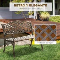 Outsunny Banco De Jardín De 2 Plazas De Aluminio Fundido Banco De Exterior Estilo Vintage Para Terraza Balcón Patio Carga 240 Kg 103x62x83 Cm Bronce -Jardin Decoración Shop e404927053a989a8caa3cd7dc5df9cd81d9aee50 a5b27a572313481da919ced479836217