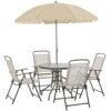 Outsunny Conjunto De Muebles Para Jardín Con 4 Sillas 1 Mesa Y 1 Parasol Texteline Aluminio Y Poliéster Beige