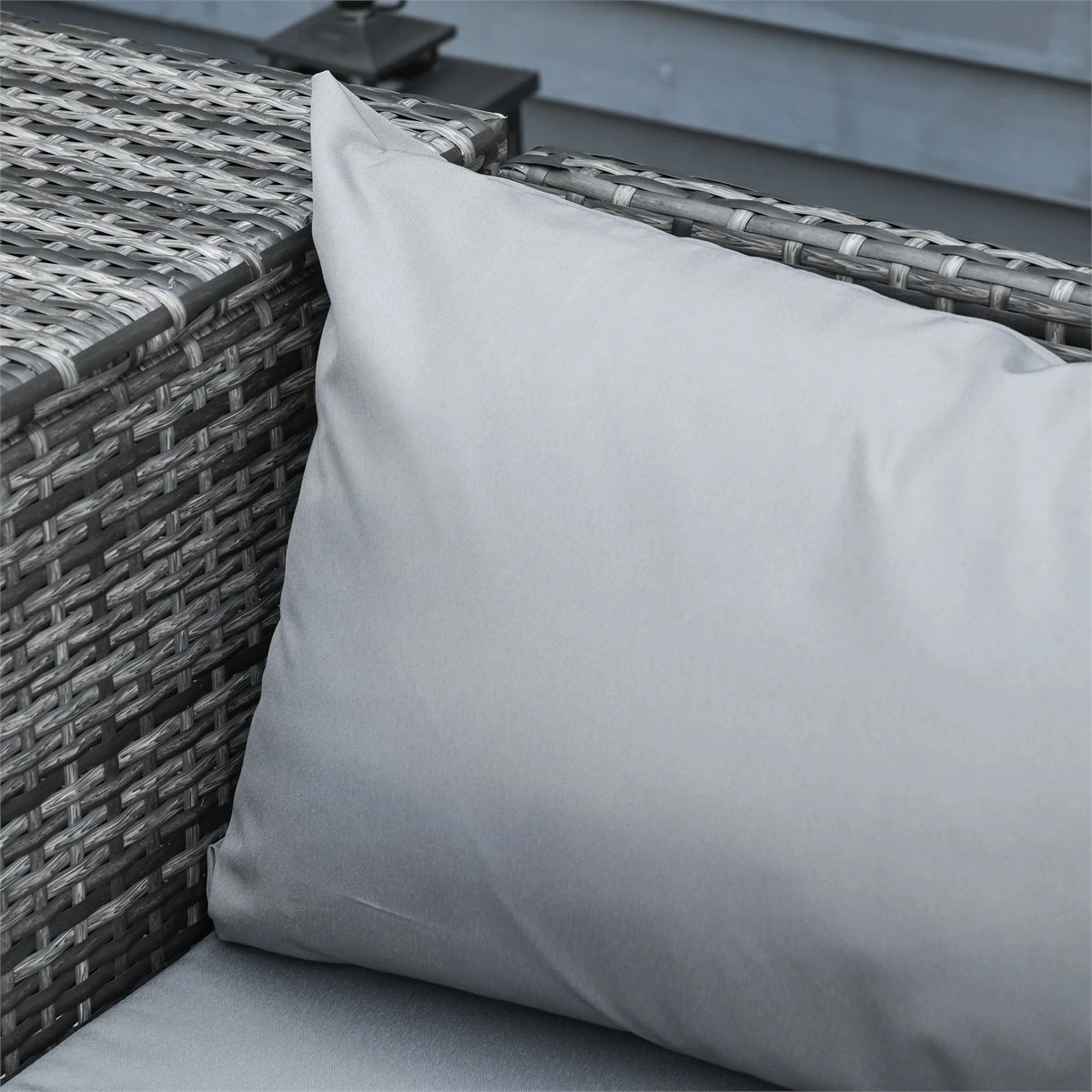 Outsunny Conjunto De 4 Muebles De Jardín De Ratán Con 2 Sofás Dobles Mesa Central Mesa Con Arcón Cojines Extraíbles Para Terraza Exterior 132x69x64 Cm Gris 4 Outsunny Conjunto De 4 Muebles De Jardín De Ratán Con 2 Sofás Dobles Mesa Central Mesa Con Arcón Cojines Extraíbles Para Terraza Exterior 132x69x64 Cm Gris - Imagen 4