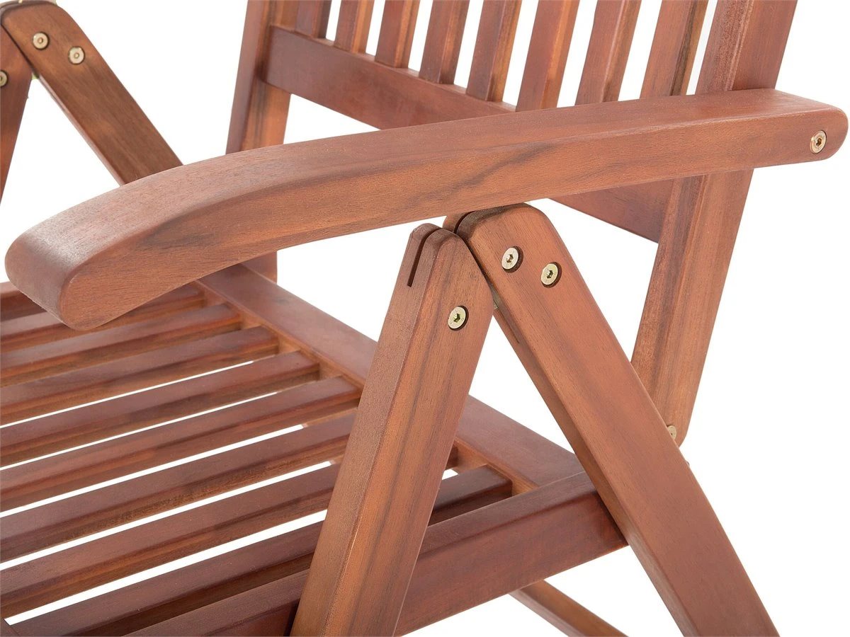 Silla De Jardín De Madera De Acacia Con Cojín Rojo Claro TOSCANA 7 Silla De Jardín De Madera De Acacia Con Cojín Rojo Claro TOSCANA - Imagen 7