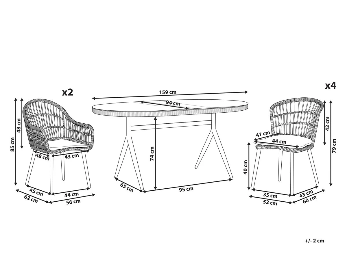 Conjunto De Jardín 6 Plazas De Ratán Beige/natural/negro/rosa ALIANO II 3 Conjunto De Jardín 6 Plazas De Ratán Beige/natural/negro/rosa ALIANO II - Imagen 3