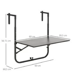 Outsunny Mesa Colgante Para Balcón Mesa De Pared De Acero Con Altura Ajustable En 4 Posiciones Carga Máx. 15 Kg Para Terraza Jardín 60x60,5x56-71 Cm Negro -Jardin Decoración Shop e7e79823a5e7f7575eb8674f2ae04656f122b9d4 86542ab113a44cc6b3f2a7b3c9c1586b