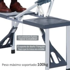 Outsunny Mesa Maleta De Camping Plegable Portátil 4 Asientos Y Agujero Sombrilla Estructura Aluminio Playa Picnic 136x84,5x66 Cm (Gris) -Jardin Decoración Shop e8333933a40733809b16206ade5ee01ae2014531 12005819b9354f6aa501e9b1b6b3b2f7