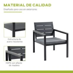 Outsunny Conjunto De Muebles De Jardín 4 Piezas Mesa De Centro Banco De 2 Plazas Y 2 Sillas Con Cojines Desenfundables Y Marco De Acero Para Terraza Exterior 113x65x78 Cm Gris -Jardin Decoración Shop e83ea60e3132c597d69b6dccbf57c6a79cab463d 711c3cf6e404438db74720eaf1a07369
