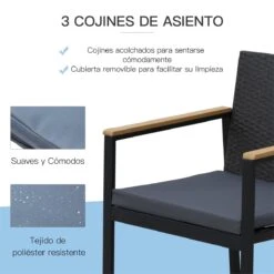 Outsunny Conjunto Muebles De Ratán De 4 Piezas Con Cojines Acolchados 2 Sillone 1 Sofá Para Doble Y Cafetería Vidrio Templado Para Jardín Exterior Terraza Patio Negro Y Gris -Jardin Decoración Shop e8b4ff6a20df10694b3cf29007c14e61435f1cdd d3f897df51464f25a7aa17270f4e1b1e