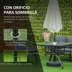 Outsunny Mesa De Cristal De Jardín Con Agujero Para Sombrilla Mesa Para Comer Cuadrada Con Marco De Acero Para Exterior Terraza Balcón 106,5x106,5x71 Cm Negro -Jardin Decoración Shop e94d7e1ab3d78b16e3fbd5e64e8c29c1a1b8edbe a7c2a779301e4688978c3562d7a208b0
