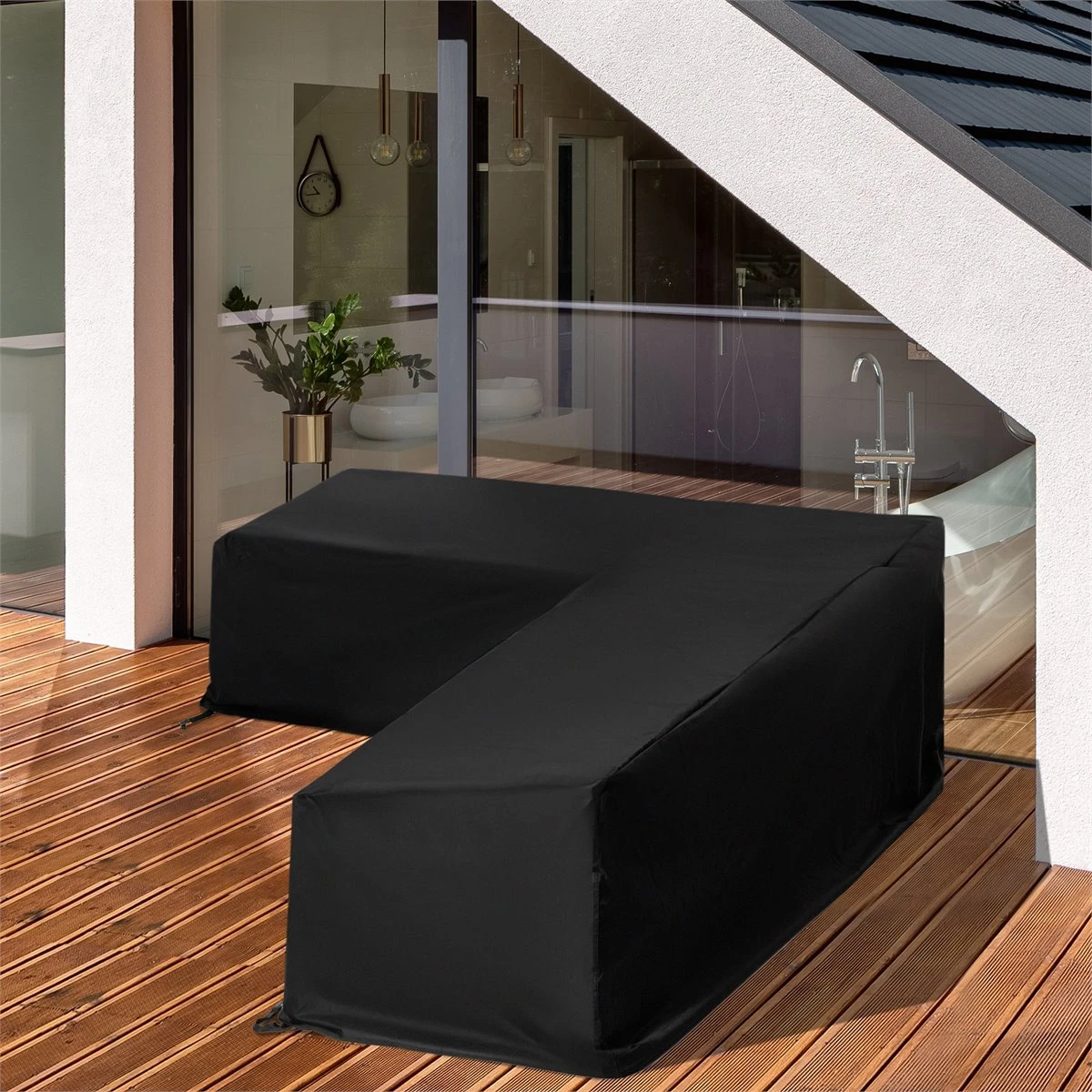 Outsunny Funda Protectora Para Muebles De Jardín En Forma De L Cubierta Para Sofás Exterior Con Hebillas De Tracción Tela Oxford 600D Impermeable 260x192x82 Cm Negro 2 Outsunny Funda Protectora Para Muebles De Jardín En Forma De L Cubierta Para Sofás Exterior Con Hebillas De Tracción Tela Oxford 600D Impermeable 260x192x82 Cm Negro - Imagen 2