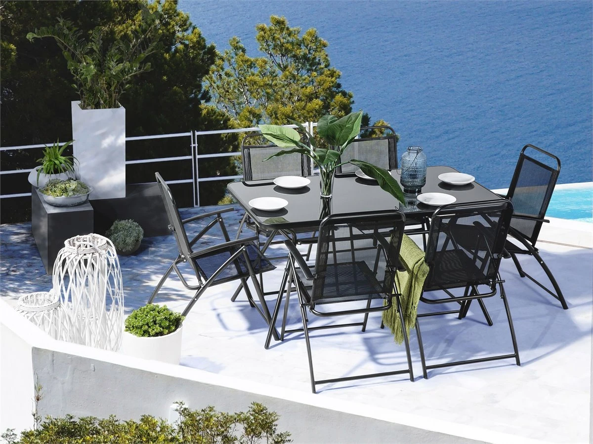 Conjunto De Jardín En Acero Negro Con 6 Sillas LIVO 2 Conjunto De Jardín En Acero Negro Con 6 Sillas LIVO - Imagen 2
