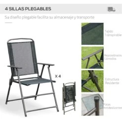 Outsunny Conjunto De Muebles Para Jardín Con 4 Sillas 1 Mesa Y 1 Parasol Texteline Aluminio Y Poliéster Negro -Jardin Decoración Shop f095d71f5115e62b038b61e120bd2e8591f22d7c 9293688bedc149ab93cf1d1369070e7b