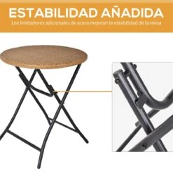 Outsunny Conjunto De Mesa Y 2 Sillas Plegables De Ratán Para Jardín Terraza Exterior Estructura De Acero Φ60x71 Cm Y 46x56x83 Cm Madera Natural -Jardin Decoración Shop f19433bbebcc68bf230c62669e8de5a7ff452e1d 3d5523365174447891bf0f750eb62947