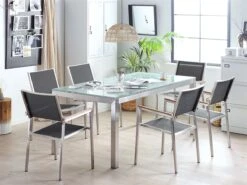 Conjunto De Jardín Mesa En Vidrio 180x90 Cm Con 6 Sillas Negras GROSSETO -Jardin Decoración Shop f264e0105a27c56d79f894f9b0d16ca708ccfab4 f3e767d617bb407388d3add209b0e96f