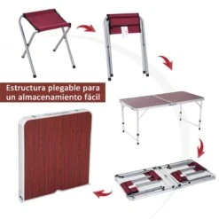 Outsunny Mesa Maleta De Aluminio 4 Taburete Plegable Portátil Para Acampada Picnic Jardín Terraza Conjunto Muebles Exterior Altura Ajustable -Jardin Decoración Shop f28d57b305b34b14703cb16ce40a21c8ea085157 4e552d977a6b42229a0639ee1618c6fd