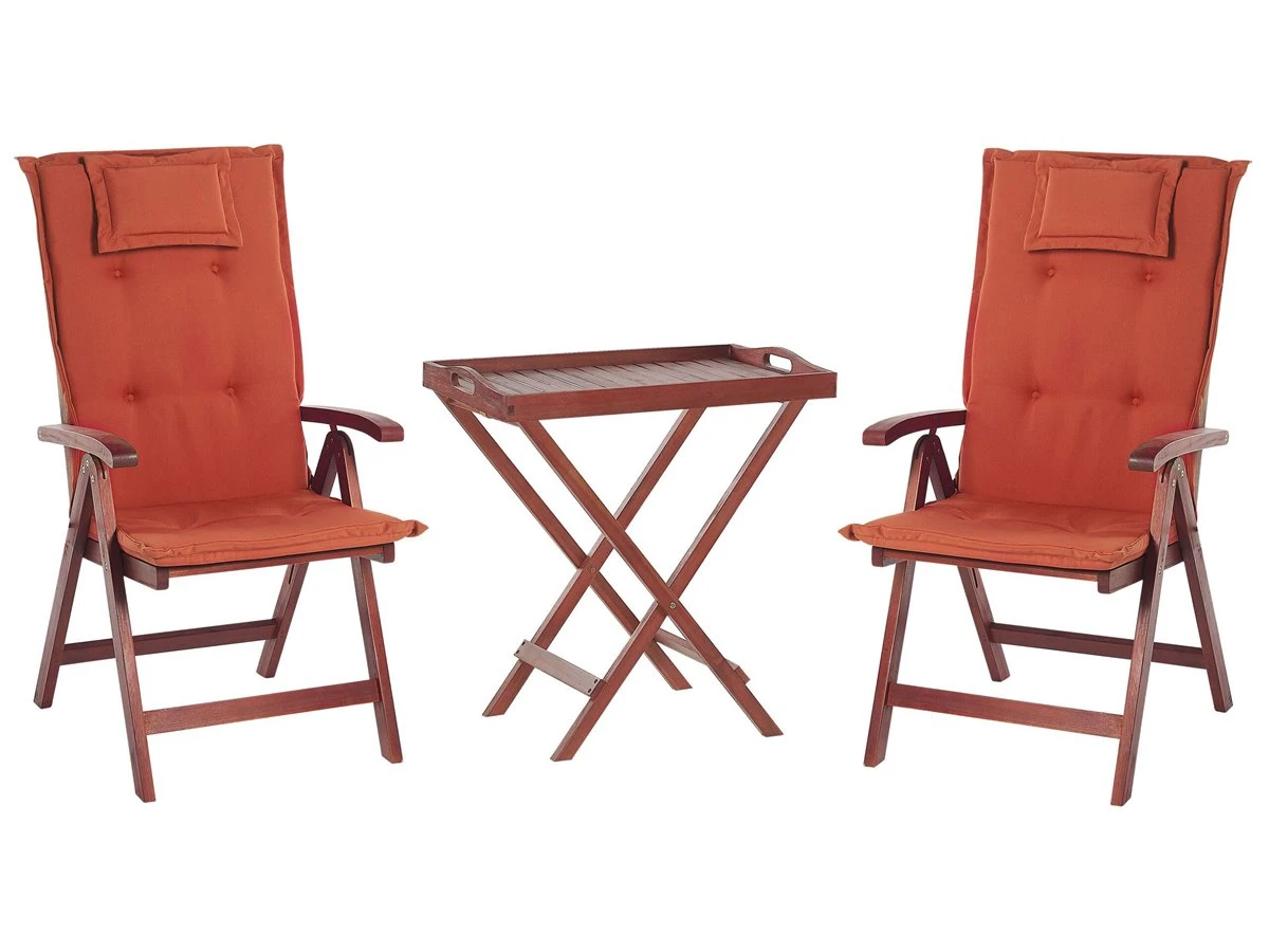 Conjunto De Balcón De Madera De Acacia Con Cojines Terracota TOSCANA 2 Conjunto De Balcón De Madera De Acacia Con Cojines Terracota TOSCANA - Imagen 2