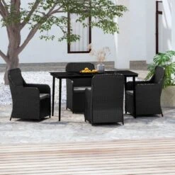 Juego De Comedor De Jardín 5 Piezas Con Cojines Negro VidaXL -Jardin Decoración Shop f7dc5c30e9ef25d72b0720b37521656eb181c508 44e4fc83eeff4b51a830d45d1e30152f