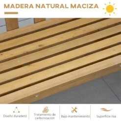 Outsunny Banco De Jardín De 3 Plazas Banco Exterior De Madera Con Respaldo De Listones Para Terraza Patio Balcón Carga 360 Kg 144x60x77 Cm Natural -Jardin Decoración Shop f9fe7bc46ac22cd867ea5966ab5f344523c068cc 106e3c49956b4056a964a53fbaf7777a