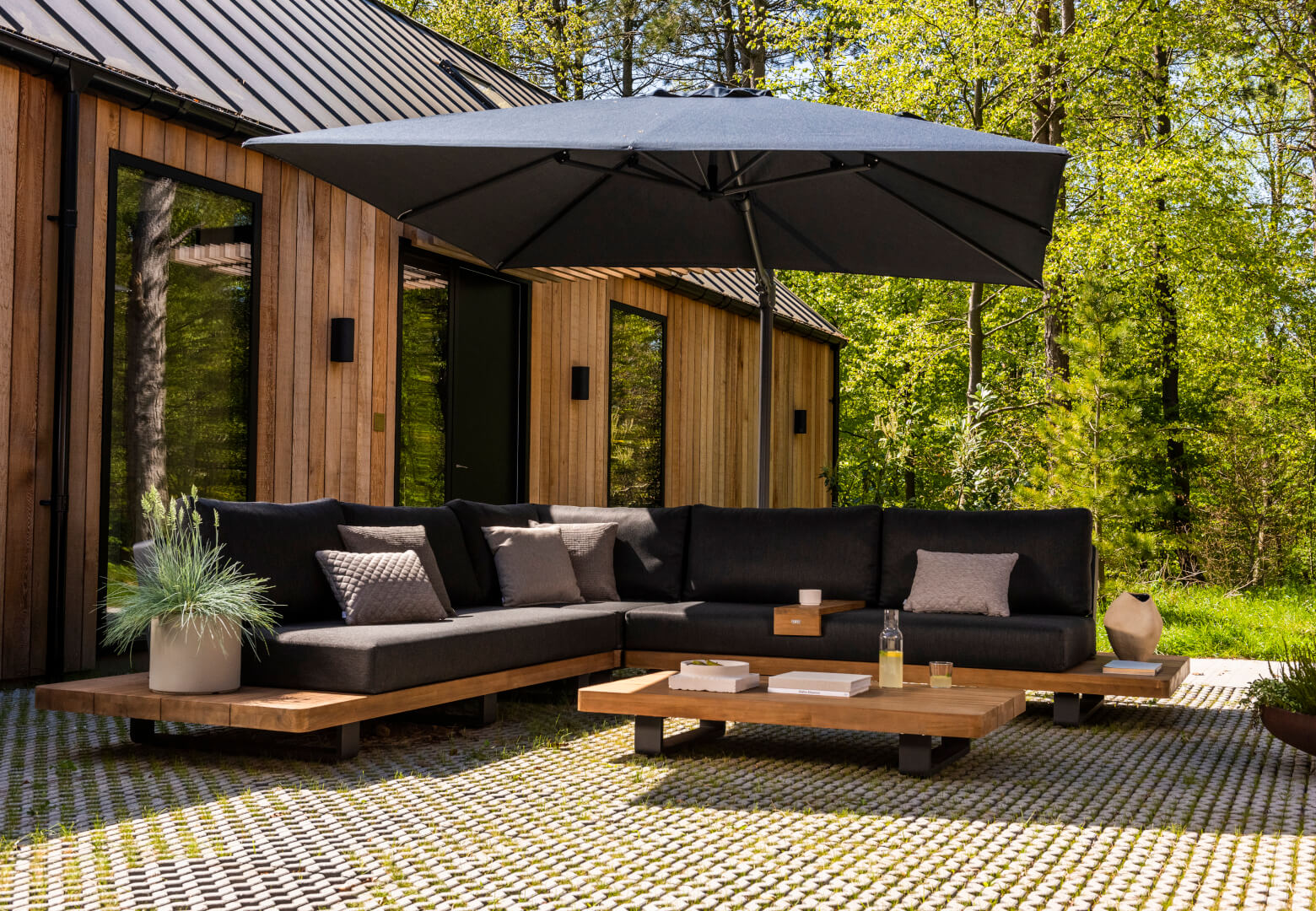 Jardin Decoración Shop -Jardin Decoración Shop FITZROY TEAK CORNER LAVA GRAPHITE GIANT